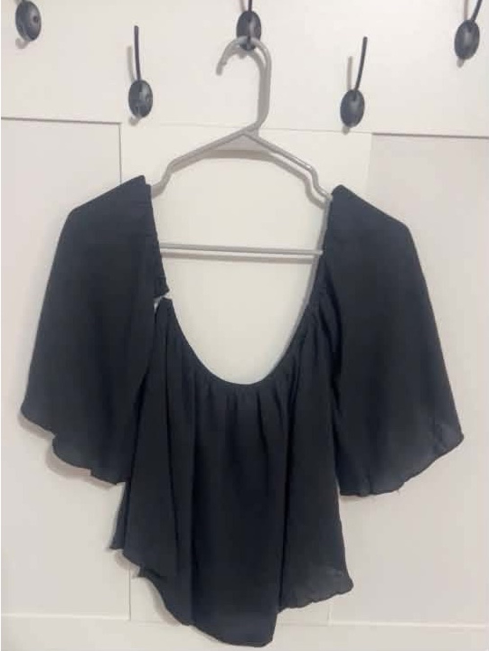 SHEIN Black Off-Shoulder Flutter Sleeve Blouse